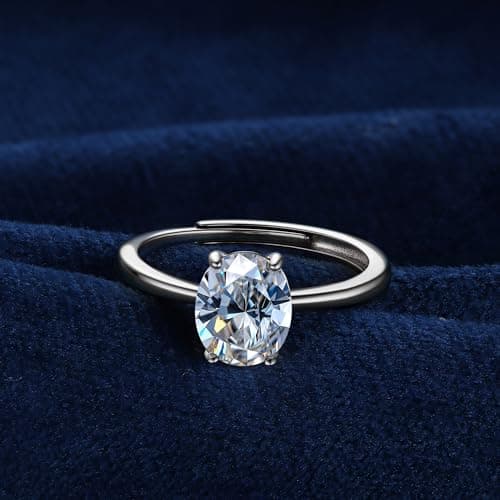 JeweBella Bague Femme Réglable en Argent 925 Zircone Cubique Brillant Bijoux Femme