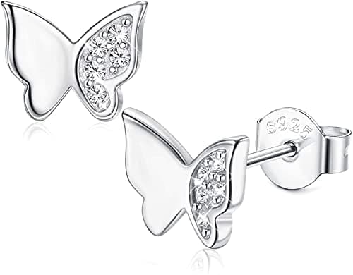 Adramata boucles d'oreilles femme papillon argent sterling 925 cristaux publiques femmes filles événements Recycled Clai
