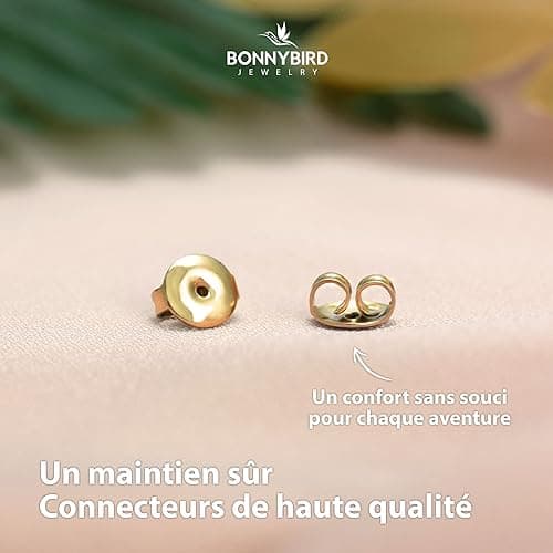 BONNYBIRD® Boucles d'Oreilles Acier Inoxydable Femme "BonnyClassic" - Résistance à l'eau & Bien Toléré Par la Peau | Or