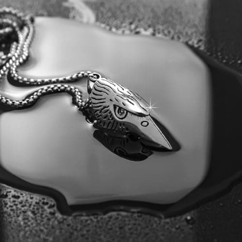 MayiaHey Pendentif tête d'aigle viking pour homme acier inoxydable, Collier punk gothique tête d'aigle pour garçon, Bijo