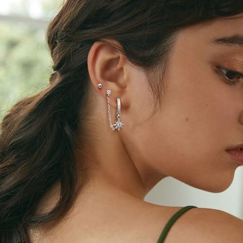 Adramata Boucles d'Oreilles Argent 925 Plaquées Or 14 Carats pour Femme MultiPhoneires Helix Tragus Osama Recyclées Stan