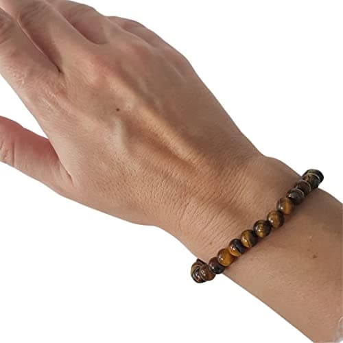 Garaulion Bracelet Œil de Tigre 6mm | Pierre Naturelle pour Protection & Confiance | Bijoux Femme Homme | Satisfait ou R