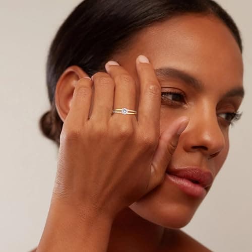 Milacolato Bague en Argent 925 Ajustable pour Femme | Bague de Fiançailles Éternelle en Argent Or | Bague de Mariage Zir