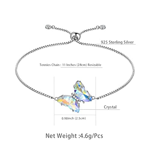 Aurora Tears Butterfly Heart Necklace Femme 925 argent Sterling Joyaux pour Femmes Événements Spéciaux et Journées Spéci