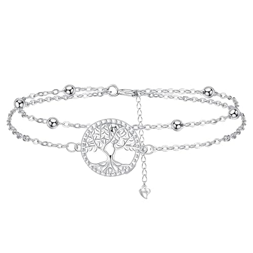 Bracelet Argent Sterling 925 Yinsen Femmes Reglable Cadeau Noël Anniversaire Fête des Mères Maman — argent-arbre de la vie-2