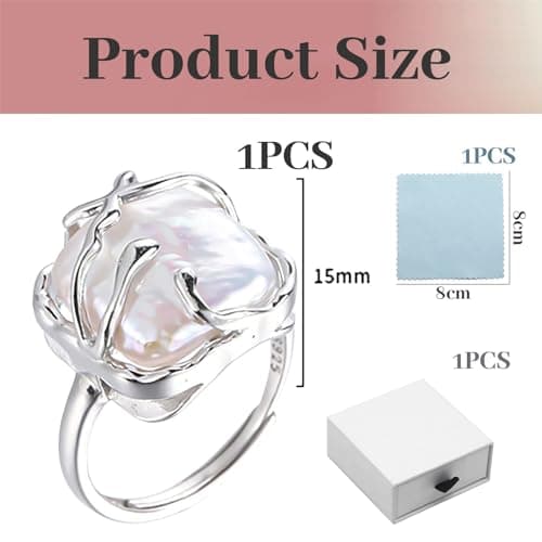 Kinretixia Bague irrégulière en argent sterling 925 avec perles baroques pour femme - Accessoire de mode tendance pour l