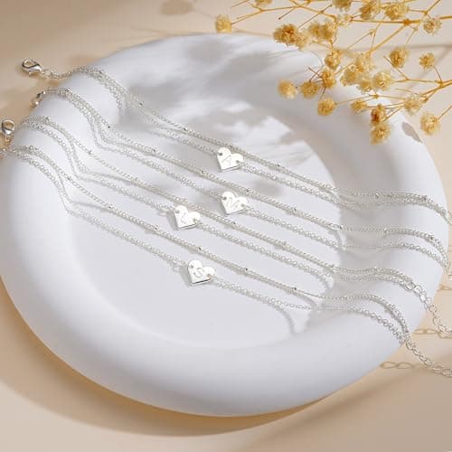 Bracelet Halora Femme Argent 925 Stratifié Cœur Initiales avec Lettres Bijoux Cadeaux pour Femmes Amie Scene Festive