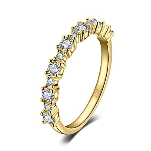 JewelryPalace Éternité Rond Zircone Cubique Bague Pour Femme Épouse Bague de Fiançailles Bijoux Anniversaire, Argent 925 — Plaqué Or Jaune
