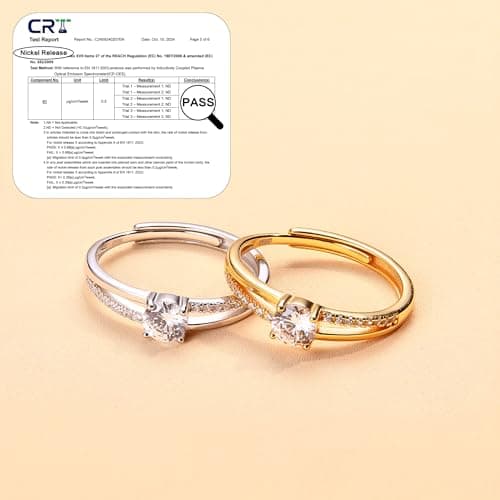 Bague en Argent Or 925 Ajustable Zirconium Cubique Fiançailles Mariage Femmes