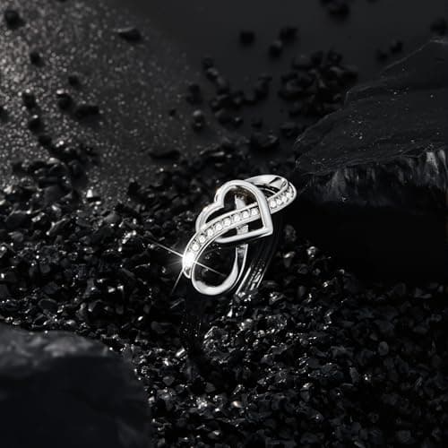 ALEXCRAFT Bague Argent 925 Femme Élégante et Hypoallergénique, Bague Infini Zircone Réglable pour Fille, Mère et Copine