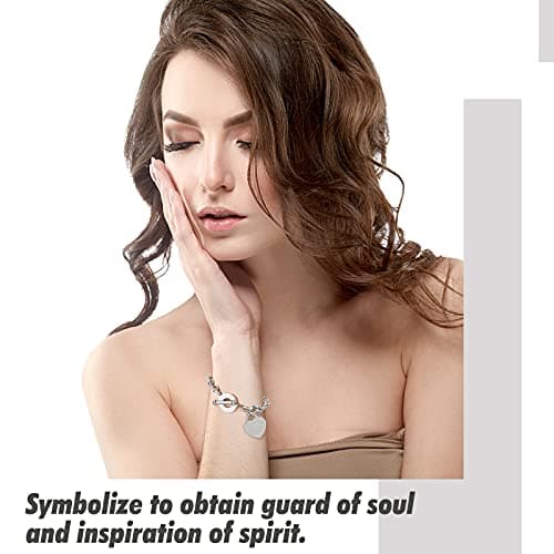 Emibele Bracelet en Forme de Cœur Exquis pour Femmes, Bijoux en Acier Inoxydable Filigrané, Chaîne Gravable avec Fermetu