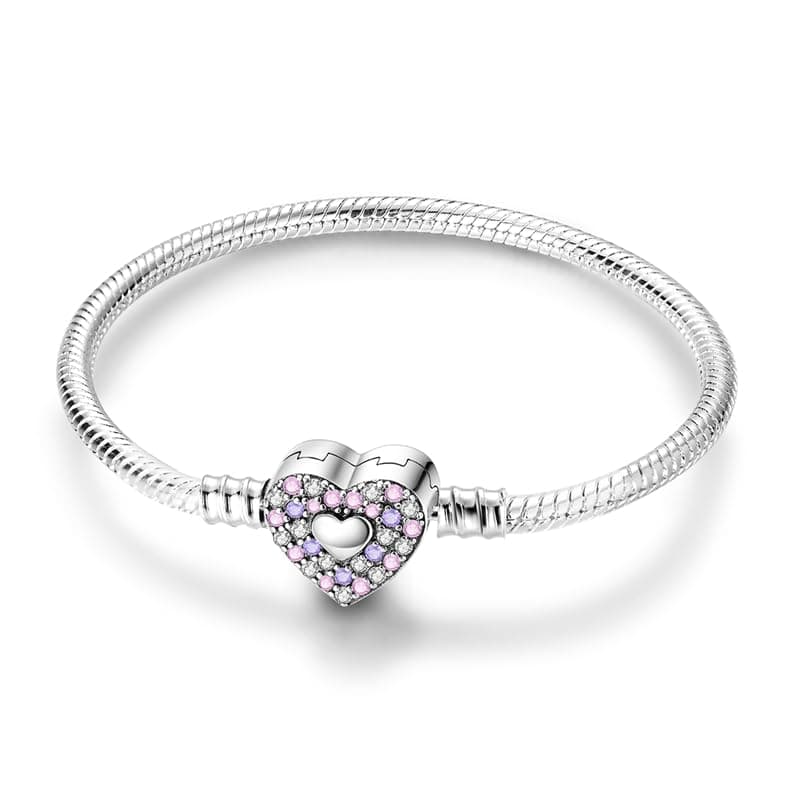 Bracelet en argent sterling 925 femme avec fermoir coeur Saint Valentin CMB051 — KJB031