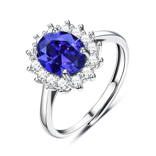 Adramata Bague Femme en Argent 925 Recycled, Idéale pour Élégance et Durabilité à l'Anniversaire ou au Mariage, Bague Ré — Bleu