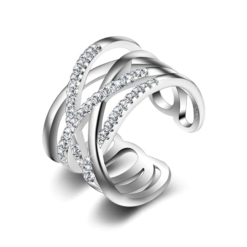 ALEXCRAFT Bague Argent 925 Femme Élégante et Hypoallergénique, Cadeaux de Bijoux pour Fille, Mère et Copine — A