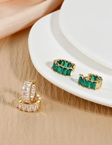 Adramata Boucles d'Oreilles Femme Or Argent 925 Brillant Boucles d'Oreilles Créoles Fantaisie Boucles d'Oreilles Femme C