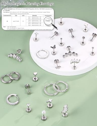 Adramata Boucles d'Oreilles Femme Or Acier Inoxydable Hypoallergéniques Piercings Tragus Helix