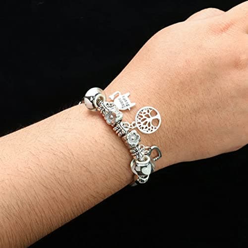 Bracelet Yean argent perles d'arbre women and girls chaîne breloques pour accessoires casually-worn trendy-design 8mm