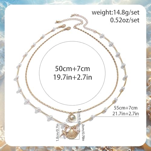 YUEXNKO Collier de Coquillage Doré pour Femme en Or, Ensemble d'Été Bijoux Bohèmes, Collier Pearlisé Coasttworzyć
 nrw
