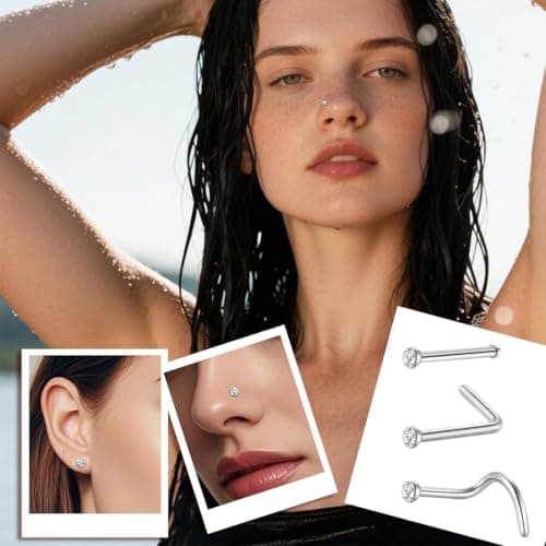 JEYORZY Piercing Nez 12 Pièces Acier Chirurgical Femme Homme, Bijoux Piercings Nez Argent Diamant