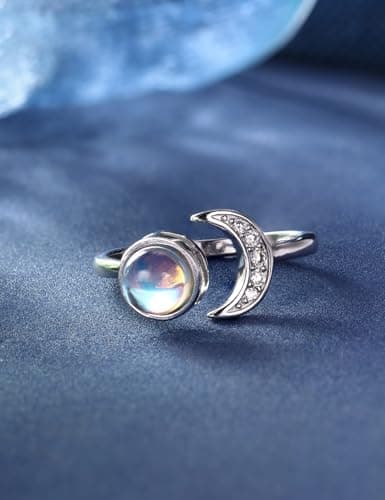 Adramata Bague Anti Stress 925 Sterling Silver Blanc Plaque 18 Carats pour Femme Spinner Ring réglable Anxiety Relief