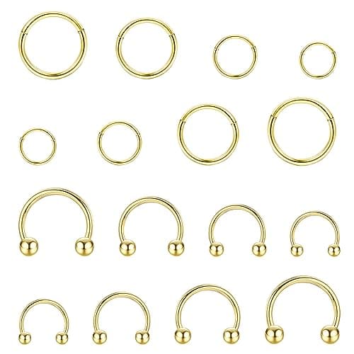 JeweBella Piercings 16 Pièces Nez Anneaux Acier Chirurgical Segment Fer à Cheval 6-12mm  
JeweBella Piercings Anneaux Ne
