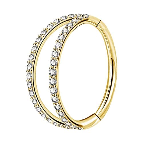 OUFER Piercings en Acier Inoxydable 316L avec Zircone Cubique | Boucles d'Oreilles Créoles pour Body Piercing | Pour Sep