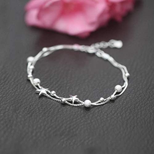 Bracelet en Argent 925 Femme Étoile de Mer petite Boule Double UV46