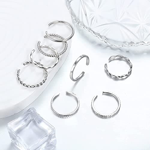 Adramata 14K Plaqué Or Bague Reglable Épais et Mince Or Argent Bague Femme Homme