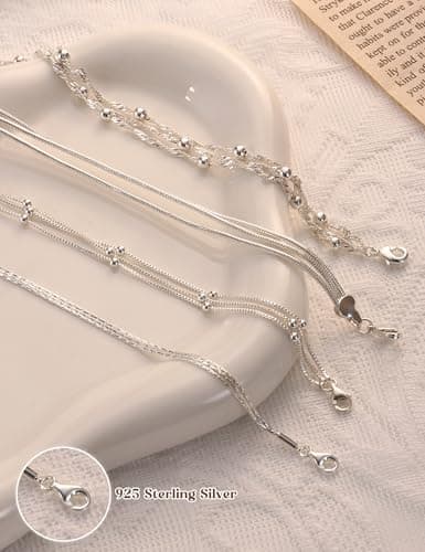 FIOROYAL - Bijoux Bracelet Argent Sterling 925 Reglable pour Femme - Cadeau Tendance pour Filles - Perles Empilable Trip
