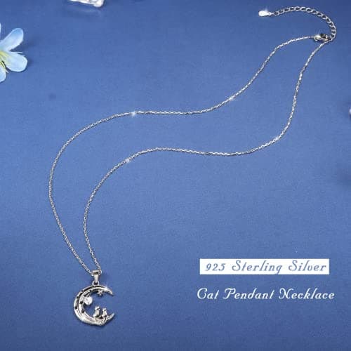 Adramata Collier Femme Argent 925-chat Pendentif-mignon Recycledbijoux Anniversairestandard 100