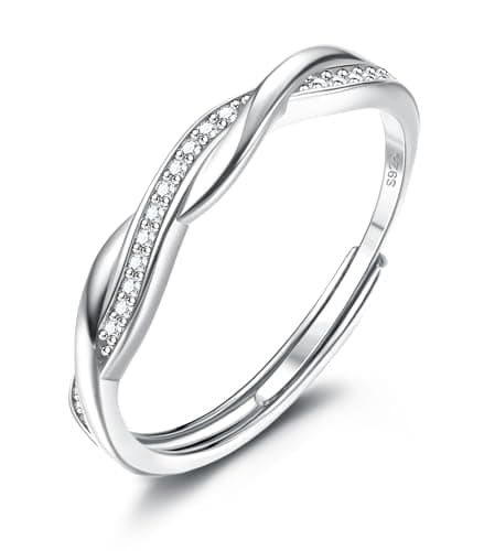 JeweBella Bague Réglable Empilable Femme Argent 925 Bague de Fiançailles Mariage Anniversaire Bague Pouce Or Rose Or Bij