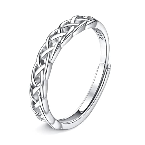 JeweBella Bague Femme Réglable en Argent 925 Eternité Noeud Celtique Anniversaire Anneau Femme Bijoux