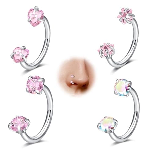 Septum Inoxydable 18G Zircon Anneau de Piercage DMAWAVE Maillot de Bain Femmes Sexualité — 18g-pink