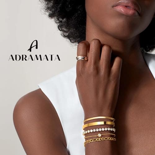 Bracelets Acier Inoxydable Plaqué Or 14K Réglables Empilables Femme