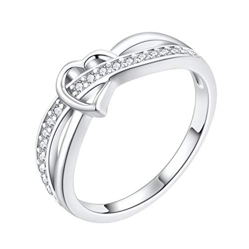 Bague Coeur Argent 925 Oxyde de Zirconium 5A Infini Femme