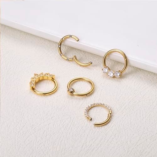 Boucles D'Oreilles Adramata Daith Femme 16G Cartilage Acier Inoxydable Helix Tragus Cerceau Nez Piercing Bijoux Or Rose