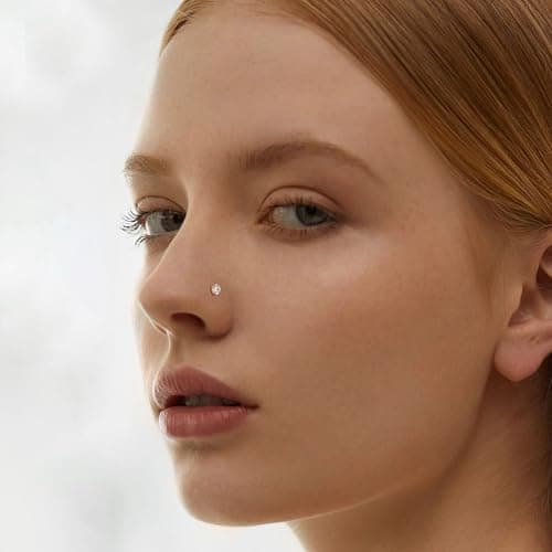 YADOCA Piercings Nez 4 Pièces Acier Chirurgical 316L Rond Zircone Cubique Or Piercings de Nez Bijoux