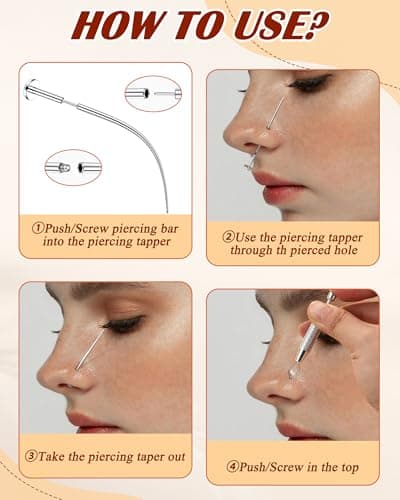 LOLIAS 16G 18G Piercing Aiguilles en Acier Inoxydable pour Oreille Nez Lèvre | Outil Fil d'Insertion sans Filetage | Kit