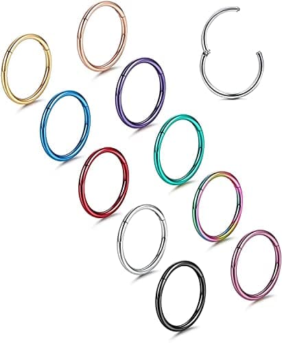 Adramata Nez Anneaux Piercing Cartilage pour Femmes Hommes Élégants Accessoires de ModeSeptum Tragus Piercing Boucles d' — 18G 8mm