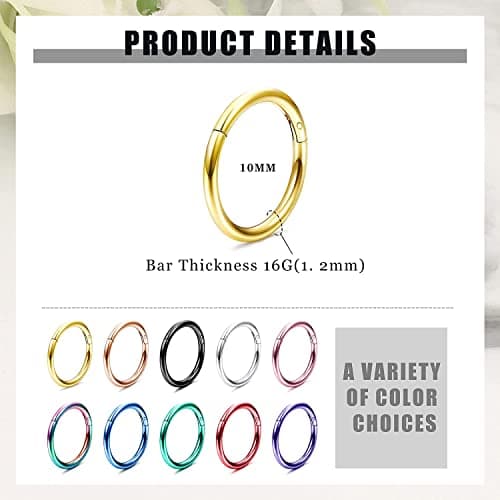 Adramata Nez Anneaux Piercing Cartilage pour Femmes Hommes Élégants Accessoires de ModeSeptum Tragus Piercing Boucles d'