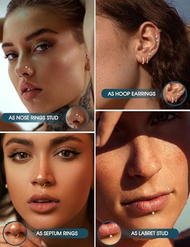 Diamday hypoallergénique piercing nez 20G 18G helix tragus conch septum anneaux Or argentجهاديل