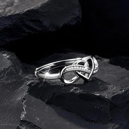 ALEXCRAFT Bague Argent 925 Femme Élégante et Hypoallergénique, Bague Infini Zircone Réglable pour Fille, Mère et Copine