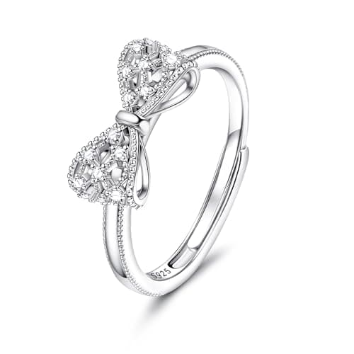 Adramata Bague Argent 925 Femme Recycled Empilables Mariage Empilables Bague Promesse Femme Argent 925 Recycled — Noeud Papillon