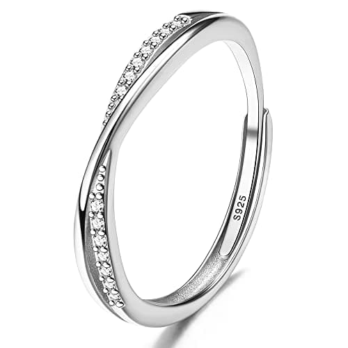 JeweBella Bague Femme Minimaliste en Argent 925 Ortie Réglable Argent/Or/Or Rose pour Mariage Fiançailles Anniversaire