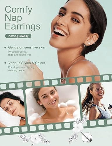 Adramata Piercing Or Argent Femme Oreille Piercing Helix Boucles d'Oreilles 12Pcs Acier Inoxydable Recycled Claim Standa