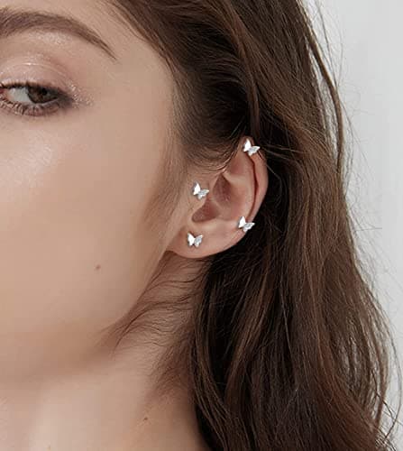 Adramata boucles d'oreilles femme papillon argent sterling 925 cristaux publiques femmes filles événements Recycled Clai