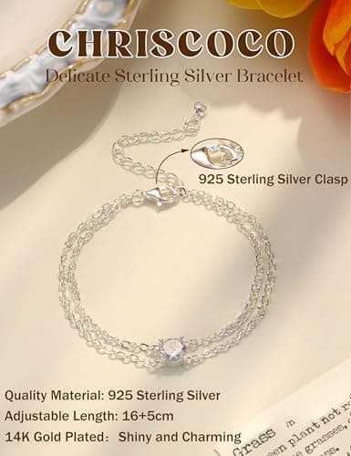 Chriscoco Bijoux Bracelet Argent Sterling 925 Femme pour Femmes Filles - Bracelet Or Réglable et Empilable Trendybijoux