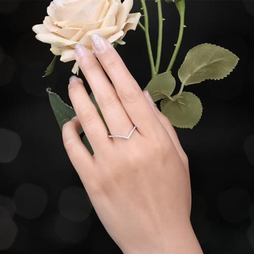 Bague Forme V Love Cubic Zirconia 925 Or Simulé Diamant Fiançailles