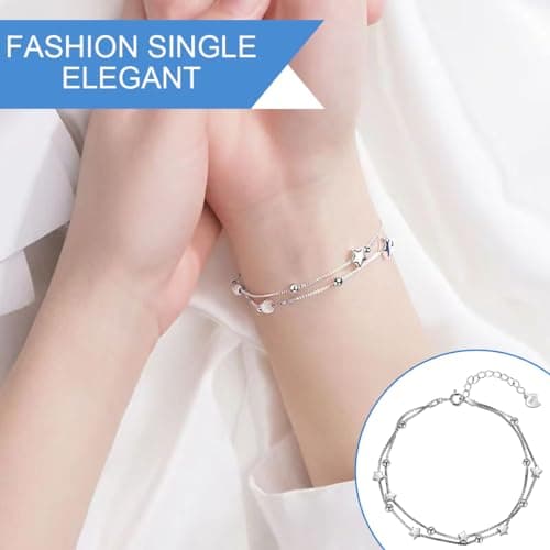 LuLiyLdJ Étoile Bracelets Argent Massif Meilleure D'amitié pour Femmes Cadeau d'Anniversaire_Reglable_1Piec