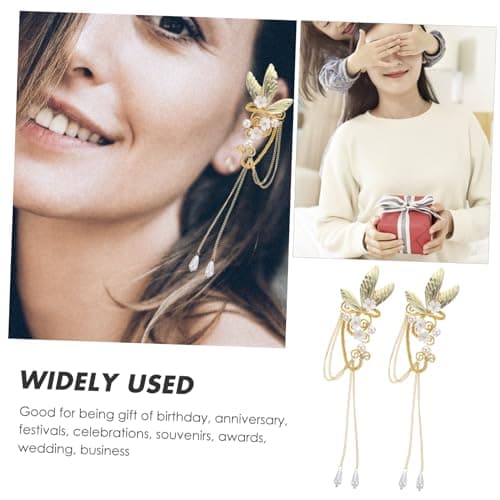 Garneck Boucles Oreilles Clip Ailes Longues pour Femmes Élégantes pour Fête et Mariage 2 Pièces Légères Non Percées